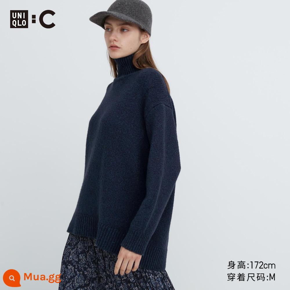 Quần áo nữ hợp tác thiết kế Uniqlo UNIQLO: Áo len cổ lọ mềm mại C 461094 - 69 xanh nước biển