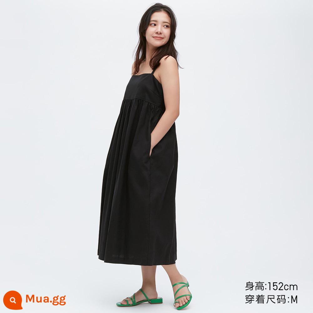 Quần áo nữ Uniqlo váy vải lanh phối dây xếp ly (23 xuân hè có túi) 458110 UNIQLO - 09 màu đen