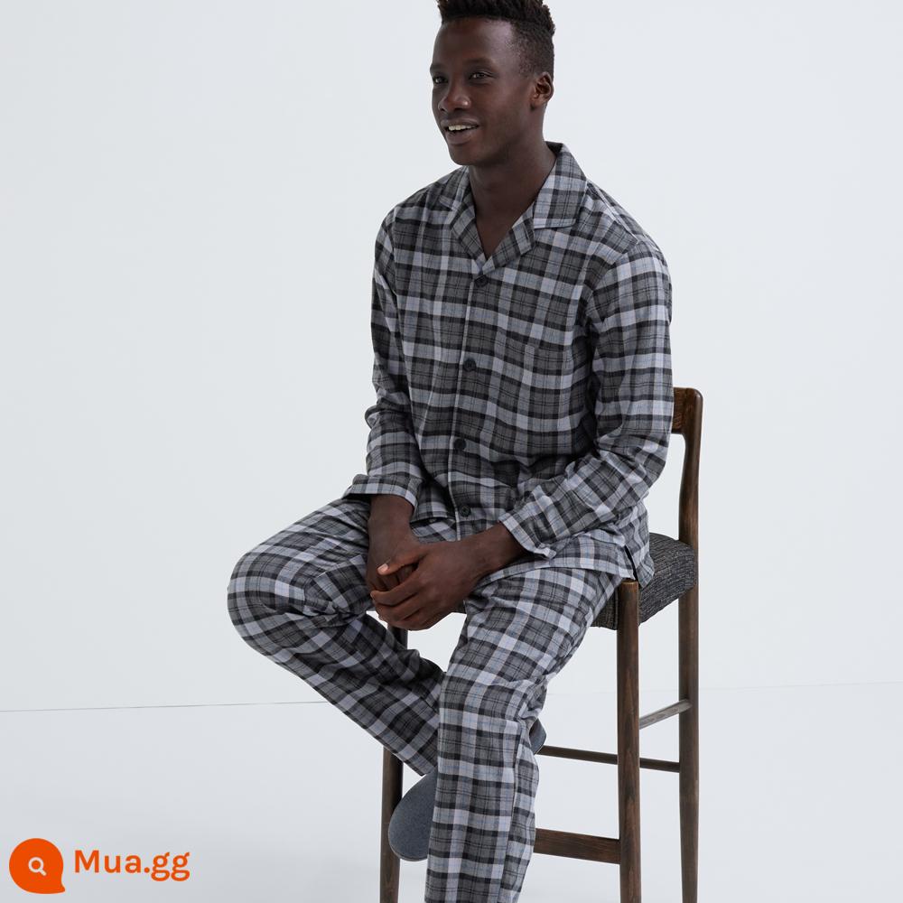 Uniqlo Bộ Đồ Ngủ Flannel Nam (Bộ Đồ Sống Dài Tay Mới Thu Đông 2023) 460271 - 04 xám khói