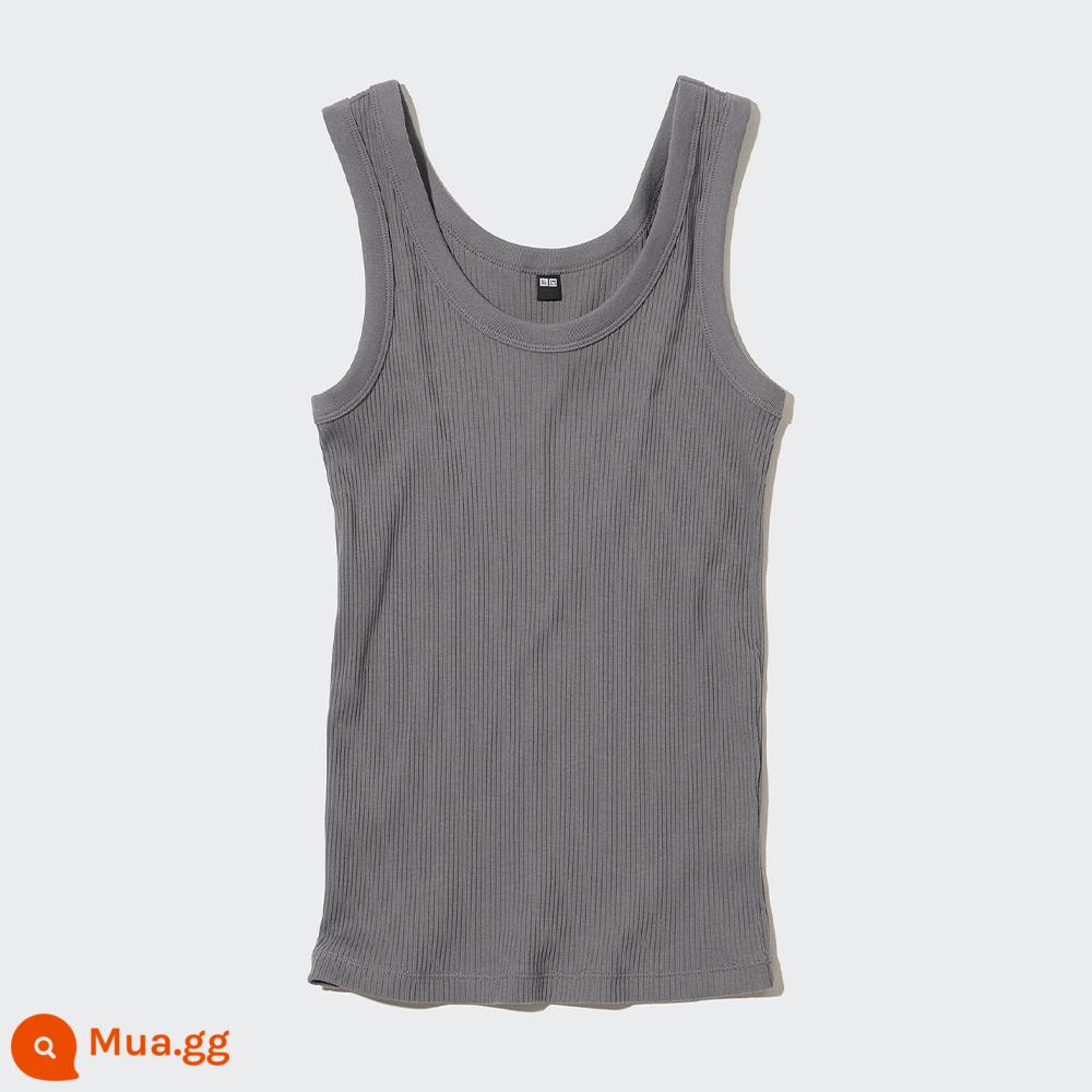 Uniqlo Variety T Áo vest nữ cotton cổ tròn có sọc (Dưới) 455756 UNIQLO - 06 xám chì