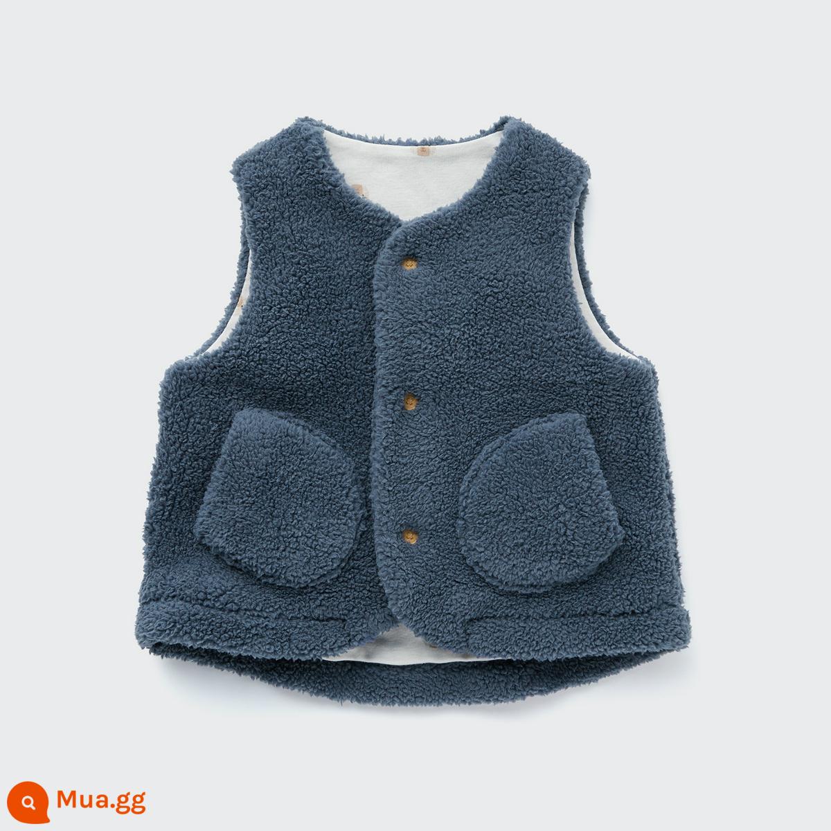 [Bán trước] Uniqlo Trẻ sơ sinh Tập đi Giả Lông cừu Lông cừu Áo Vest Lông cừu Cực có thể đảo ngược 460810 - 67 xanh nước biển