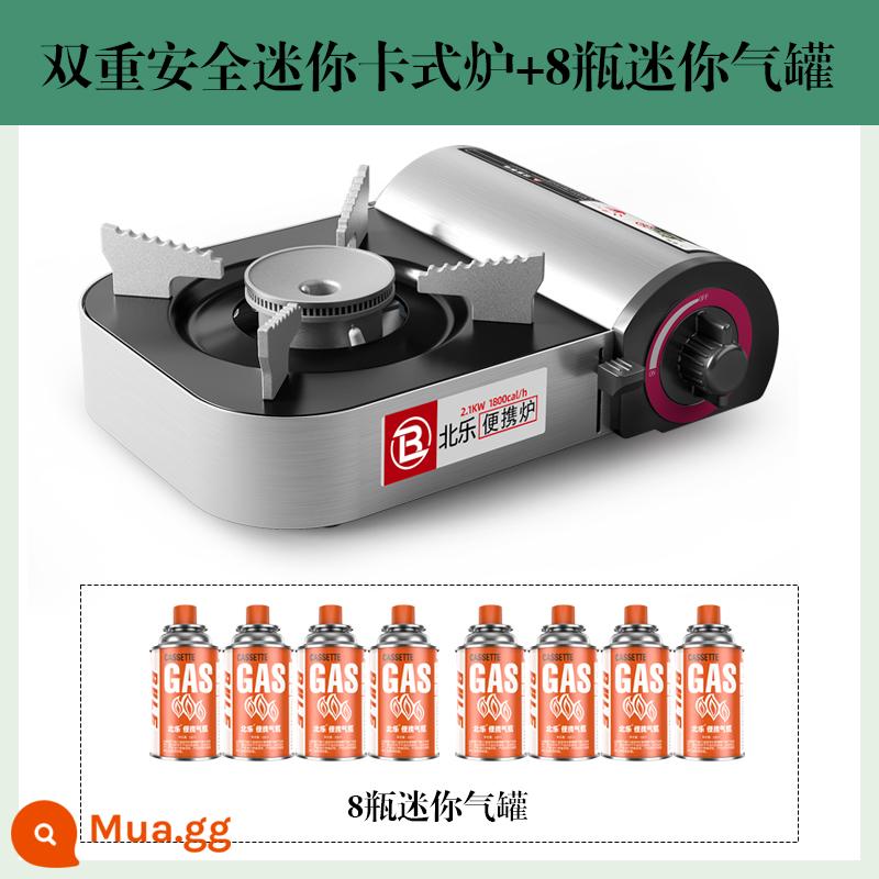 Mini Cass Bếp Hộ Gia Đình Nhỏ Di Động Lẩu Cắm Trại Ngoài Trời Bếp Gas Âm Thẻ Từ Cass Bếp - Bếp mini + 8 bình bình gas mini