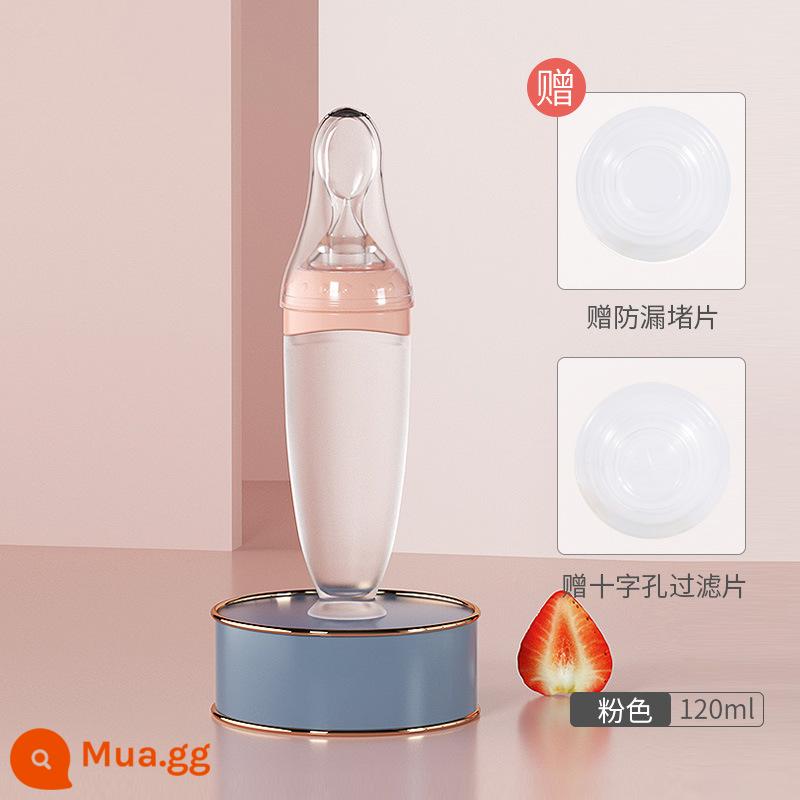 Muỗng Ăn Cho Bé Silicone Mềm Muỗng Cơm Thìa Dán Bình Bóp Cho Bé Bột Ăn Không Chủ Lực Thực Phẩm Dụng Cụ Hiện Vật - Pink❤Cân tiêu chuẩn tích hợp để cho bé ăn một cách tinh tế