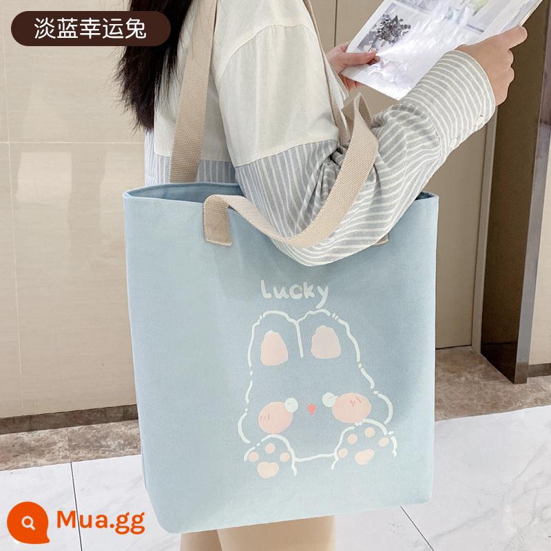 Túi vải nữ túi đeo vai đơn túi tote túi Messenger túi túi xách túi sinh viên đại học mới 2022 sức chứa lớn - thỏ may mắn màu xanh nhạt