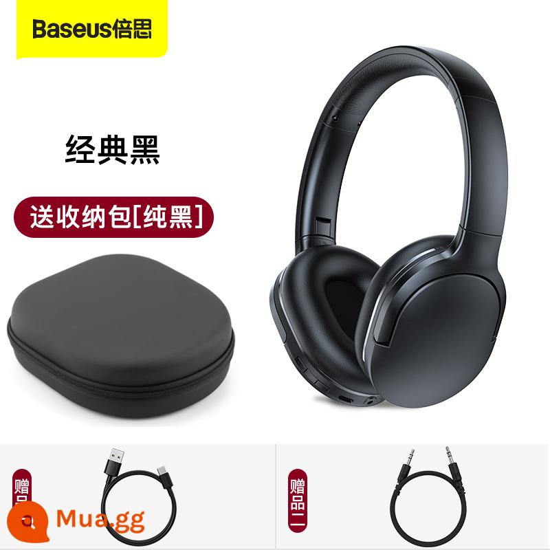 Tai nghe Bluetooth Baseus D02Pro Tai nghe không dây chơi game âm trầm Tai nghe âm thanh thể thao Loại bỏ tiếng ồn Tai nghe trọn gói Thích hợp cho Apple Huawei Máy tính di động Xiaomi Thời lượng pin dài phổ thông - [Đen cổ điển] Tai nghe D02Pro + Túi đựng miễn phí [Đen thuần khiết]