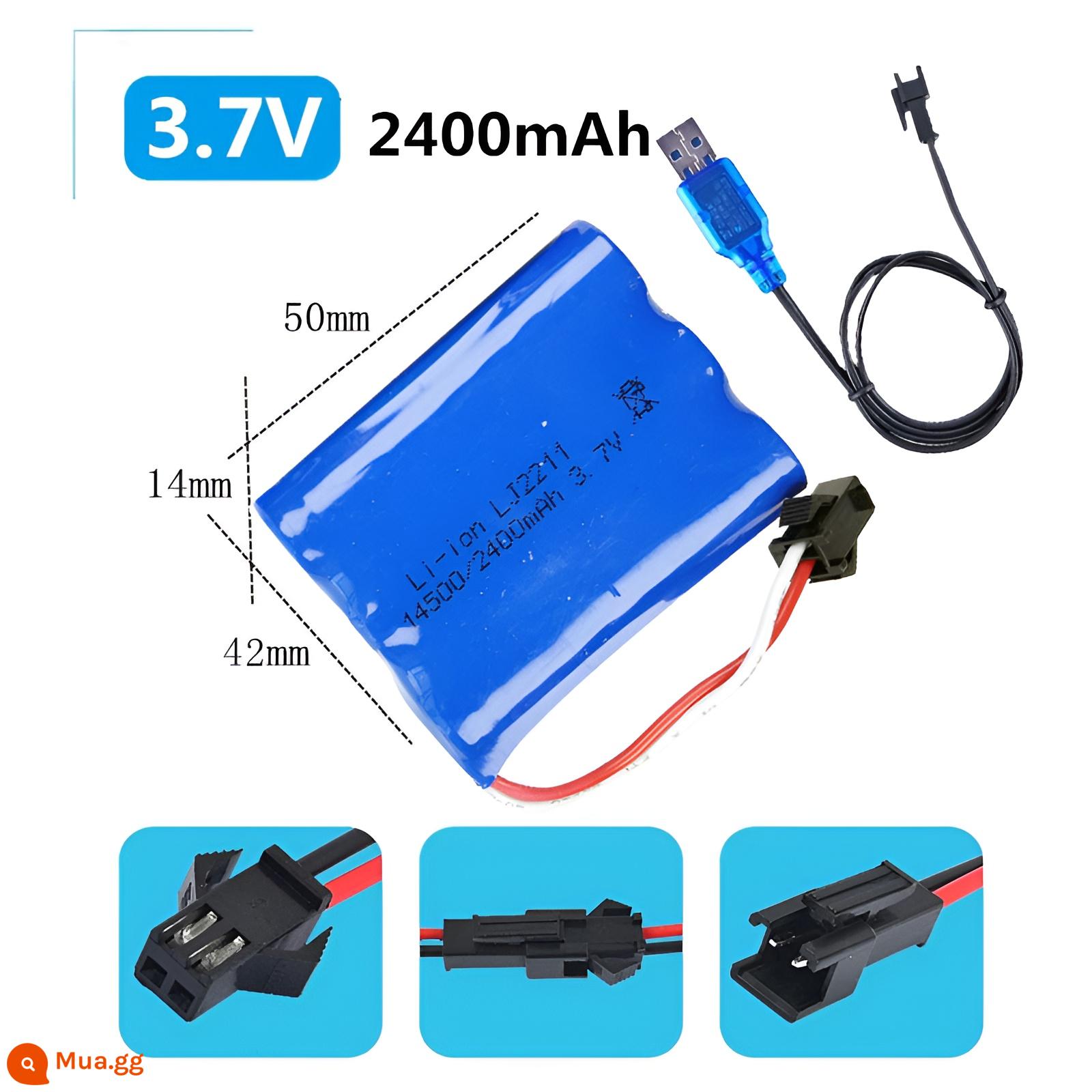 3.7V 14500/18650 Pin Lithium Gói Biến Dạng Xe Tải Đồ Chơi Điều Khiển Từ Xa Robot Thông Minh Công Suất Lớn - 3.7V 14500 [3 đoạn] song song + dây sạc 2400 mA