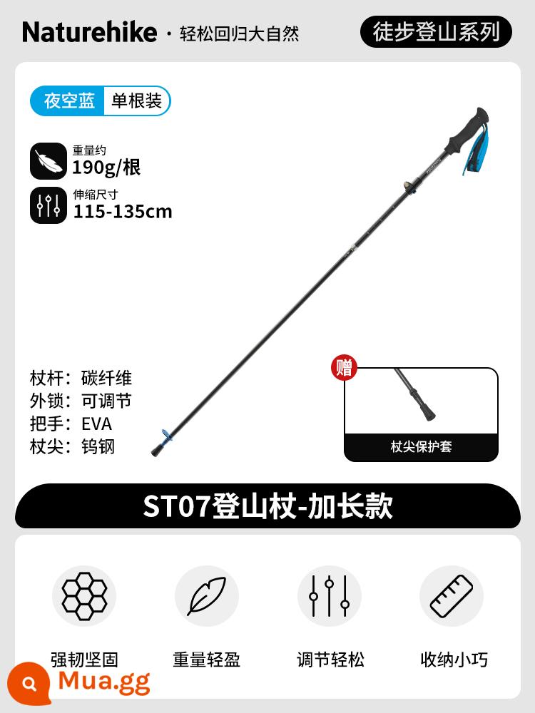 Gậy leo núi gấp gọn sợi carbon Naturehike carbon siêu nhẹ kính thiên văn gậy leo núi ngoài trời cho nam và nữ - [Chiều cao khuyến nghị 165-185cm] Màu xanh da trời đêm [115-135CM] Kiểu gập kính thiên văn đơn