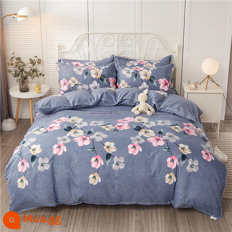 Vỏ chăn đơn mảnh cotton 100 ký túc xá sinh viên đơn 150x200x230 ga trải giường vỏ chăn 2 mảnh 220x240 - Hoa vần tím tím nhạt nở rộ