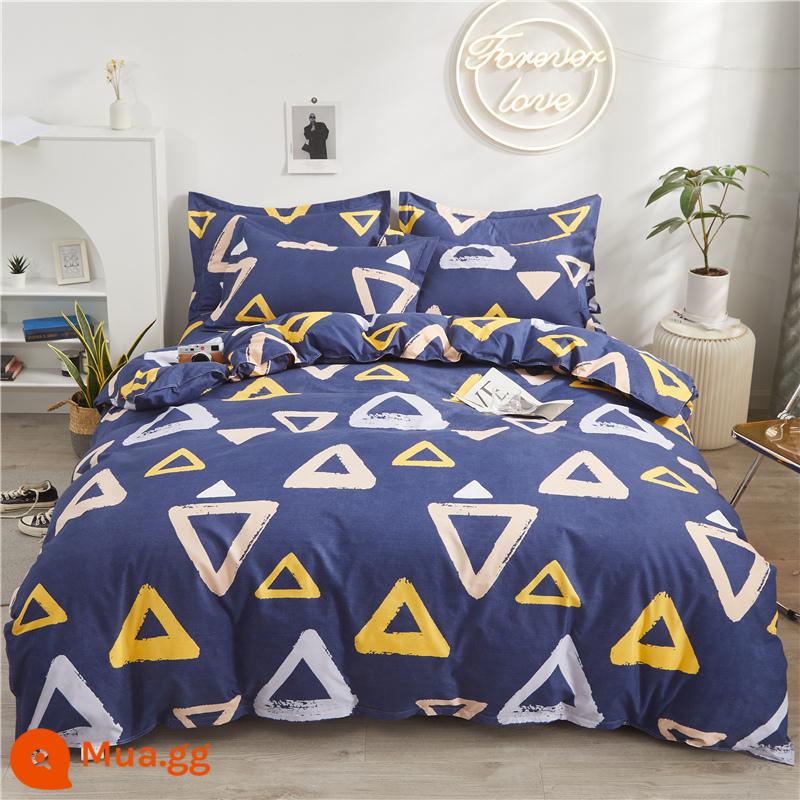 Vỏ chăn đơn mảnh cotton 100 ký túc xá sinh viên đơn 150x200x230 ga trải giường vỏ chăn 2 mảnh 220x240 - giờ Paris xanh