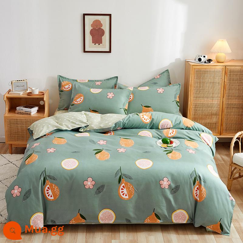 Vỏ chăn đơn mảnh cotton 100 ký túc xá sinh viên đơn 150x200x230 ga trải giường vỏ chăn 2 mảnh 220x240 - Bánh trái cây xanh ngọc lục bảo