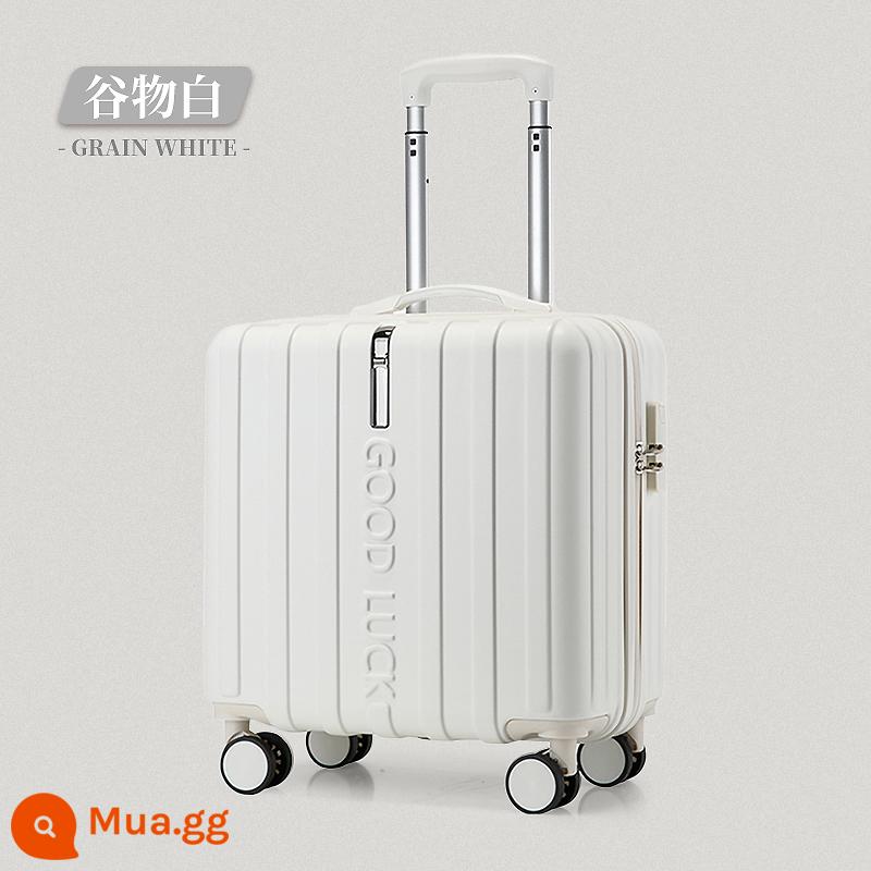 Hành lý nhỏ dành cho nam và nữ Xe đẩy lên máy bay hạng nhẹ 18 inch đa năng bánh xe im lặng sinh viên mật khẩu hộp du lịch 20 - Màu trắng hạt [Mẫu móc phù hợp màu]