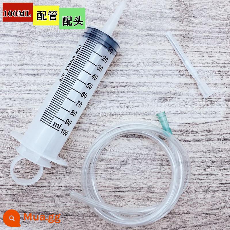 500 \ 20ml lớn nhựa dung tích lớn ống tiêm ống tiêm bơm dầu kim ống ăn thuốc xổ keo làm đầy thiết bị - 100ML + kim + ống 1 mét