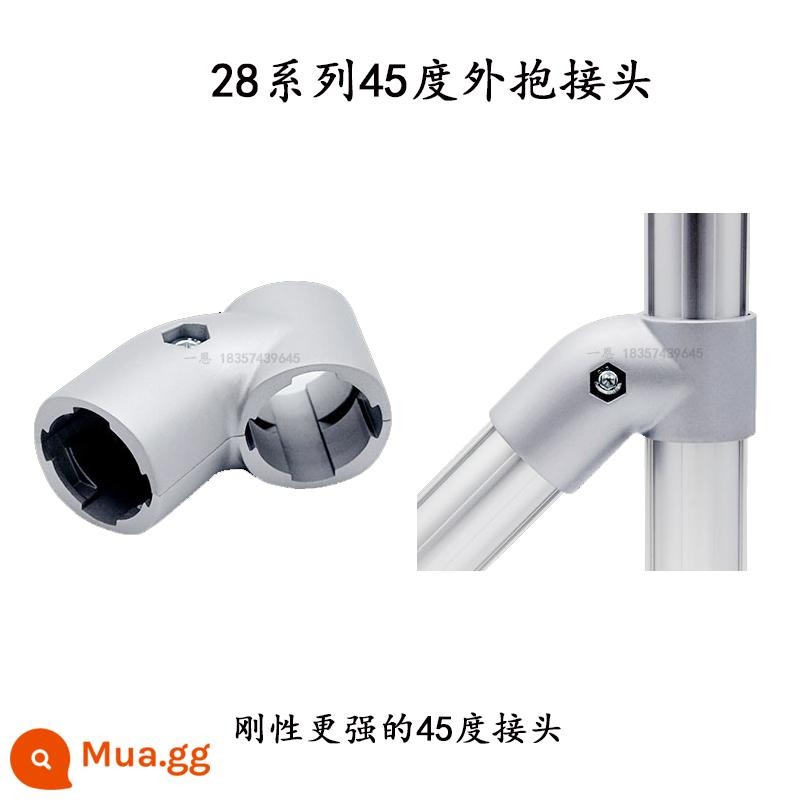 28mm hợp kim nhôm nạc ống thế hệ thứ ba cần dây phụ kiện ống nhôm hồ sơ ống tròn khớp nối làm việc xe đẩy - Đầu nối 45 độ bên ngoài-sê-ri 28