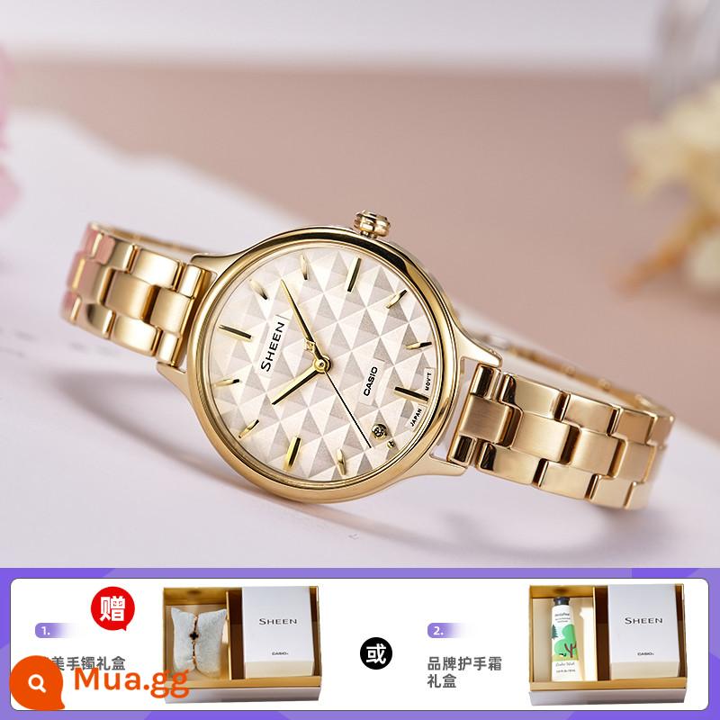 Đồng hồ CASIO nữ đơn giản cặp đôi công sở nhẹ sang trọng cặp đôi nơi làm việc SHE-4547PGM-4AUPR - 12.SHE-4545G-7AUPR đi kèm với vòng tay và hộp quà tinh tế