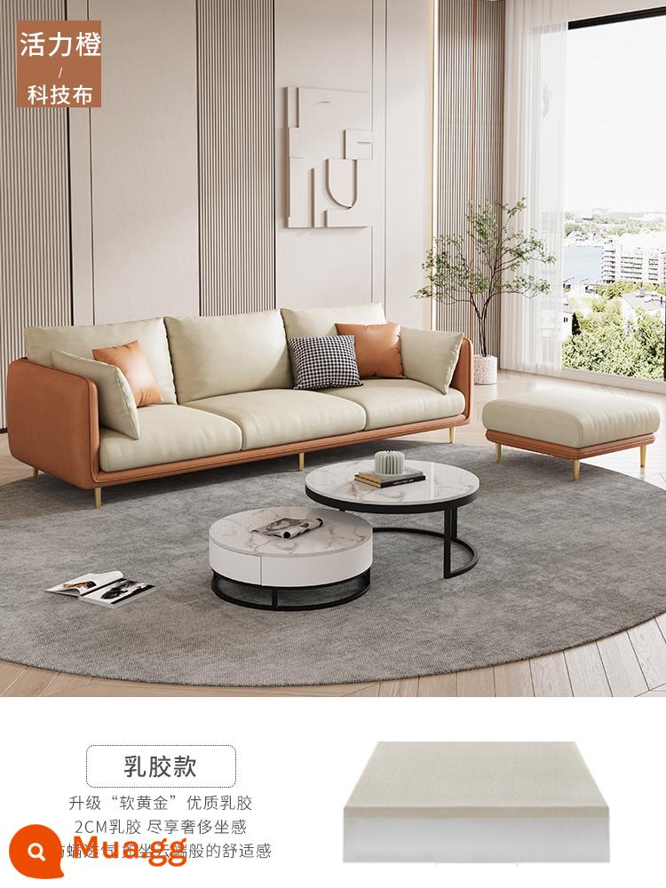 Hiện đại và đơn giản 2021 sofa vải phòng khách mới căn hộ nhỏ Phong cách Bắc Âu nhẹ nhàng sang trọng kết hợp nhà cho thuê - Vải kỹ thuật màu cam sống động-[Latex]