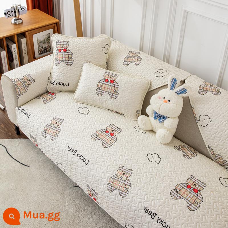 Đệm sofa bông chống trượt giá đặc biệt vải cotton nguyên chất bốn mùa hiện đại đơn giản bao trọn gói giải phóng mặt bằng phổ khăn khăn đệm ghế - Gấu bông Anh