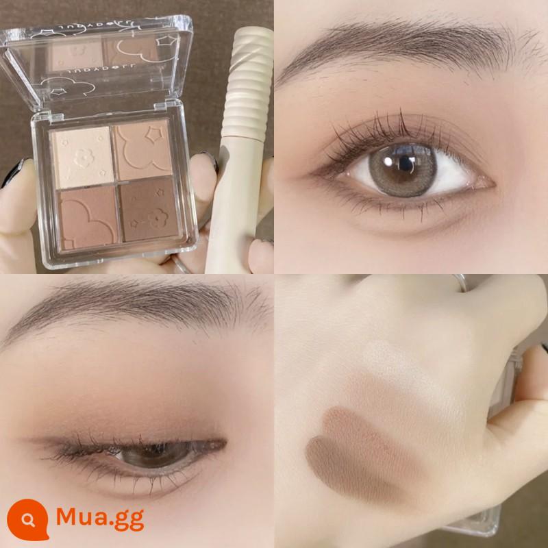 Joocyee Men Màu Eyeshadow Palette Tro Bột Khoai Môn Bùn Bảng Độ Bão Hòa Thấp 4 Màu Giá Trị Cao Xác Thực Chính Thức Flagship Store - Khay trà sữa 30#, trà sữa hơi ngọt, full matte, hoa cam