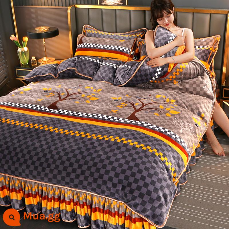 Váy nhung nhung dày Velvet Velvet Velvet Velvet đôi được đặt với Fanri Velvet và Velvet Winter Bedding - Cây may mắn