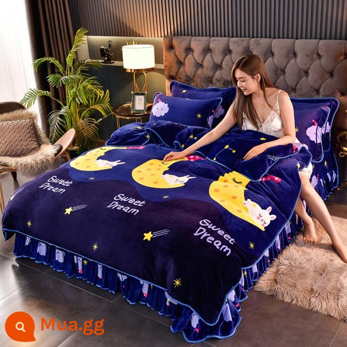 Váy nhung nhung dày Velvet Velvet Velvet Velvet đôi được đặt với Fanri Velvet và Velvet Winter Bedding - Violet chúc ngủ ngon N