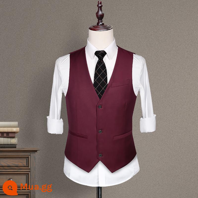 Áo vest nam, vest xuân thu, trang phục nhóm anh em phù rể, váy cưới chú rể, vest dáng ôm, vest - Áo vest ba nút màu Fuchsia