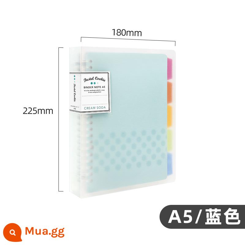 Cửa hàng hàng đầu chính thức kokuyo danh tiếng quốc gia Nhật Bản màu sáng bánh quy cuốn sách lá rời a4 sổ tay có thể tháo rời vỏ b5 nhẹ và đơn giản chất kết dính lõi dung lượng lớn a5 tách trang cuốn sách cuộn - [Bánh quy màu nhạt] A5 màu xanh