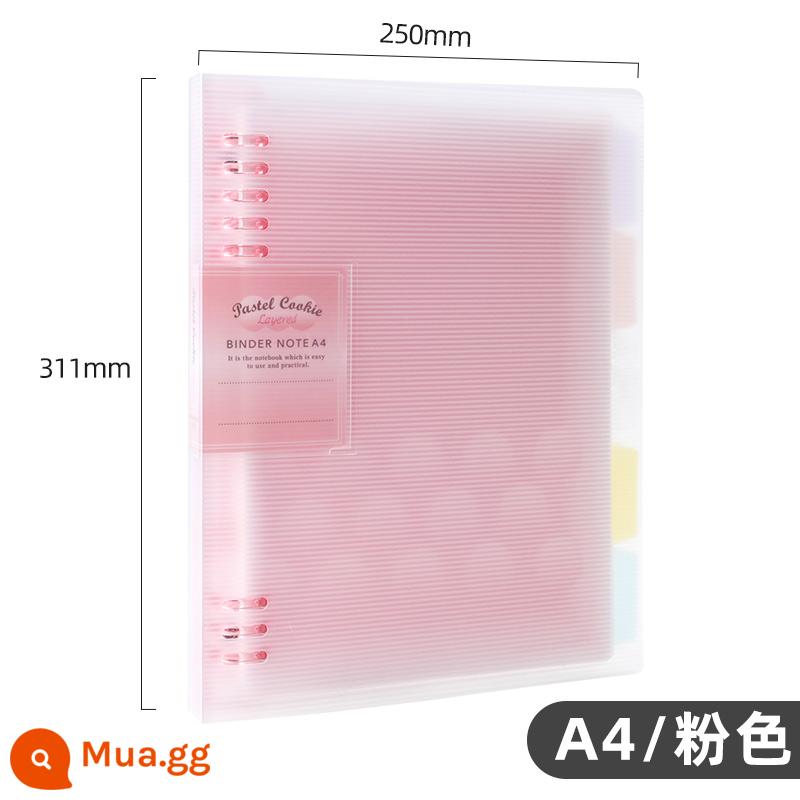 Cửa hàng hàng đầu chính thức kokuyo danh tiếng quốc gia Nhật Bản màu sáng bánh quy cuốn sách lá rời a4 sổ tay có thể tháo rời vỏ b5 nhẹ và đơn giản chất kết dính lõi dung lượng lớn a5 tách trang cuốn sách cuộn - [Sơn nhẹ nhàng] A4 màu hồng