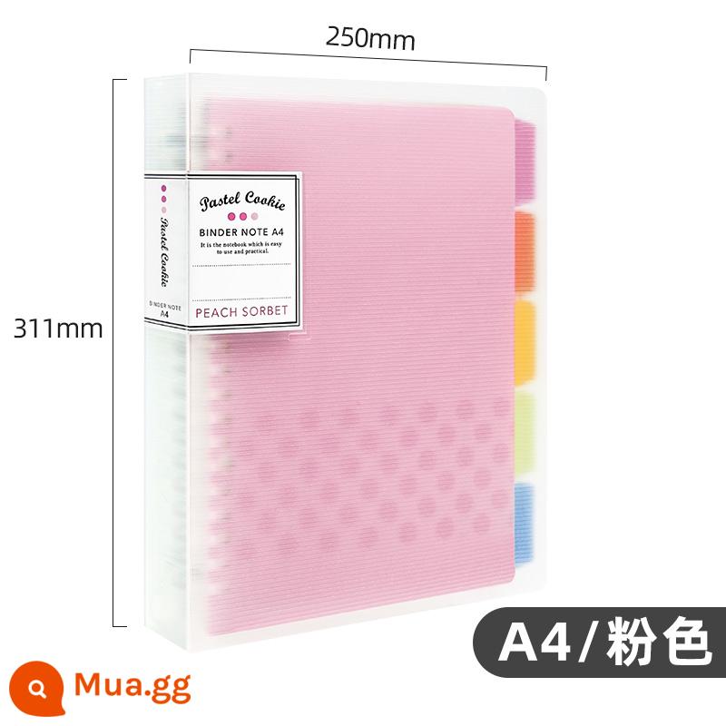 Cửa hàng hàng đầu chính thức kokuyo danh tiếng quốc gia Nhật Bản màu sáng bánh quy cuốn sách lá rời a4 sổ tay có thể tháo rời vỏ b5 nhẹ và đơn giản chất kết dính lõi dung lượng lớn a5 tách trang cuốn sách cuộn - [Bánh Quy Màu Nhạt] A4 Hồng