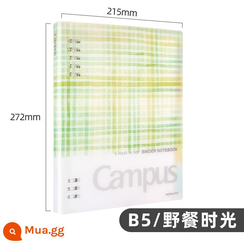 Cửa hàng hàng đầu chính thức kokuyo danh tiếng quốc gia Nhật Bản màu sáng bánh quy cuốn sách lá rời a4 sổ tay có thể tháo rời vỏ b5 nhẹ và đơn giản chất kết dính lõi dung lượng lớn a5 tách trang cuốn sách cuộn - [☆Lời thì thầm màu nước]B5 Xanh