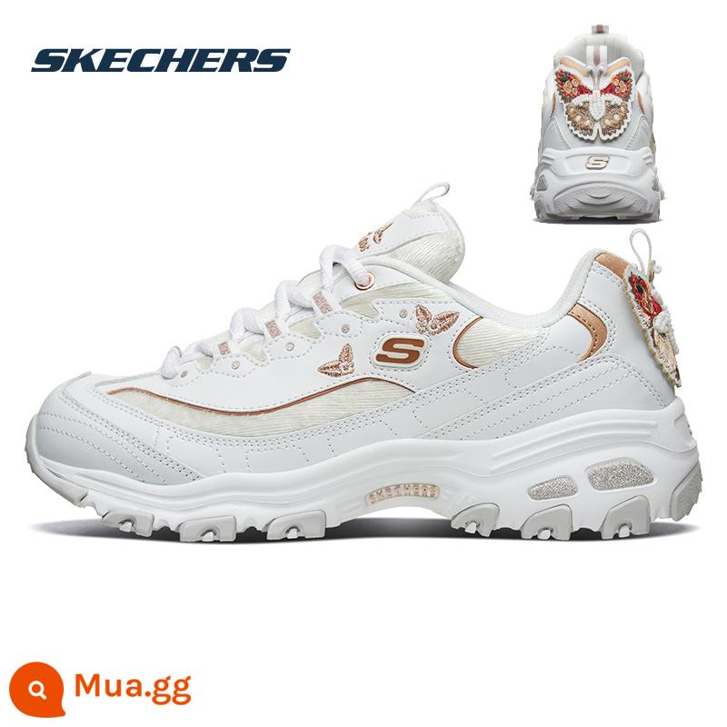 SKECHERS Giày Nữ Thêu Bướm Bố Giày Chính Thức Hàng Đầu Mùa Đông Đế Dày Gấu Trúc Trắng Giày Giày Thể Thao Thường Ngày - WTRG/hình ảnh chính