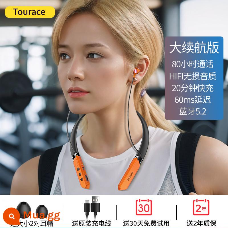 Touris GM1 Tai nghe bluetooth đeo cổ in-ear chống ồn chơi game pin dài thể thao mới cao cấp - Phiên bản giới hạn pin dài GM1 màu cam (Bluetooth 5.2)