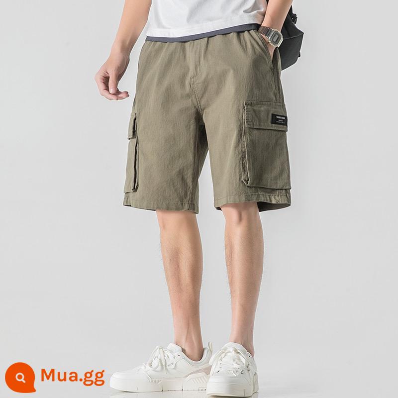 Woodsoon quần short nam xu hướng mùa hè kaki dụng cụ quần năm điểm túi rời chức năng tất cả các trận đấu quần năm điểm - màu xám quân đội