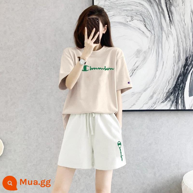 Bộ đồ thể thao trường vô địch nữ mùa hè mới 2023 thường cotton nguyên chất nhỏ tươi thời trang mỏng hai mảnh nữ - bộ đồ hoa mai