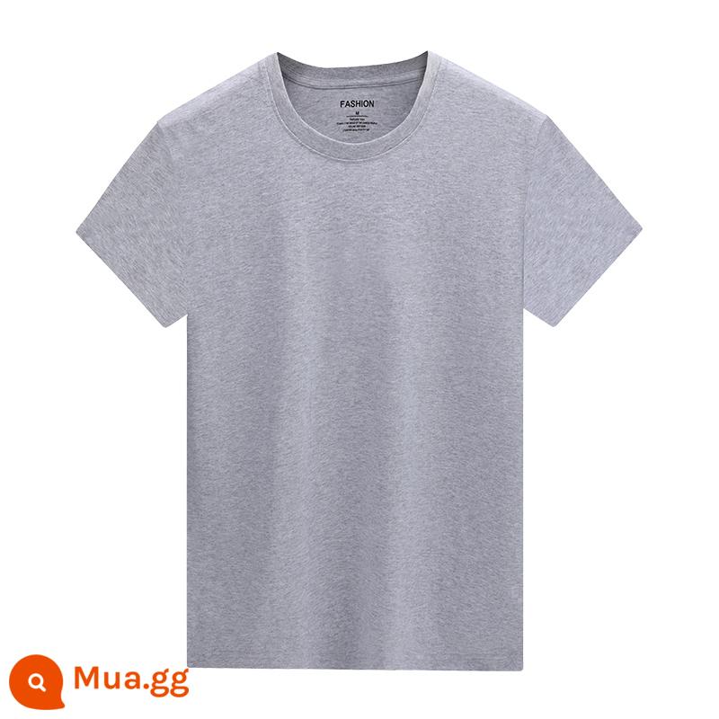 Áo thun nam dài tay mùa thu đông áo thun cotton trắng nguyên chất áo đáy quần mùa xuân hè ngắn tay bên trong dành cho nam - Xám (tay áo ngắn) 100% cotton