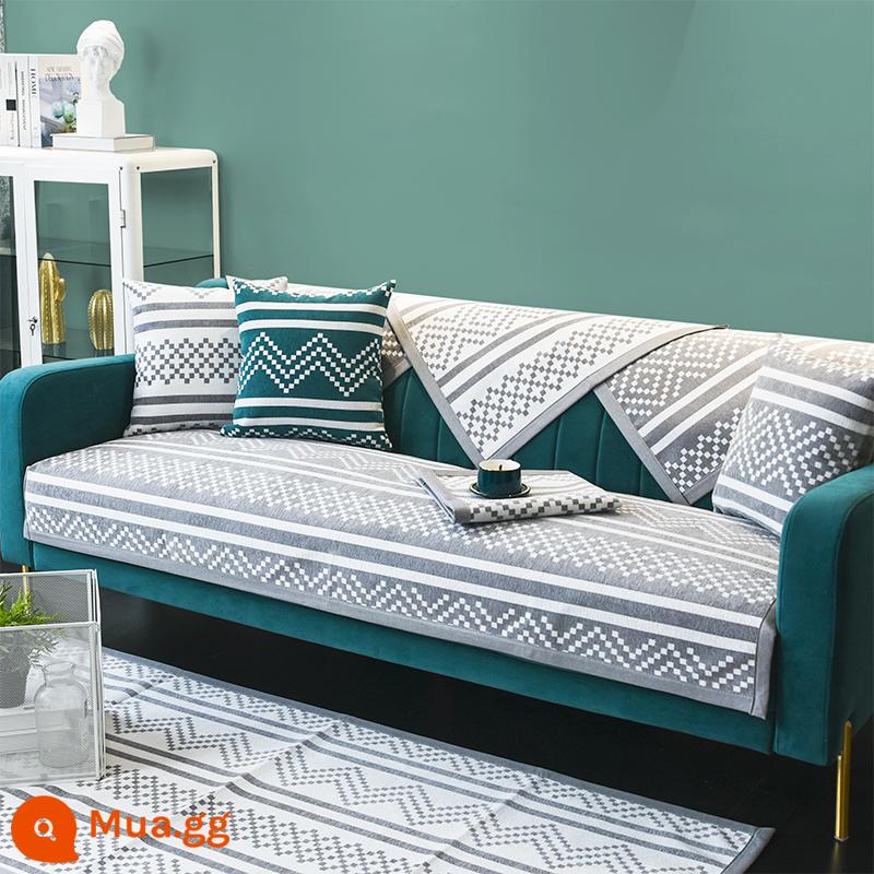 Đèn Sofa Sang Trọng Đệm Bốn Mùa Đa Năng Bắc Âu Hiện Đại Tối Giản Vải Chống Trơn Trượt Thời Trang Đệm Ghế Sofa Da Khăn - Đáy xám mơ mộng