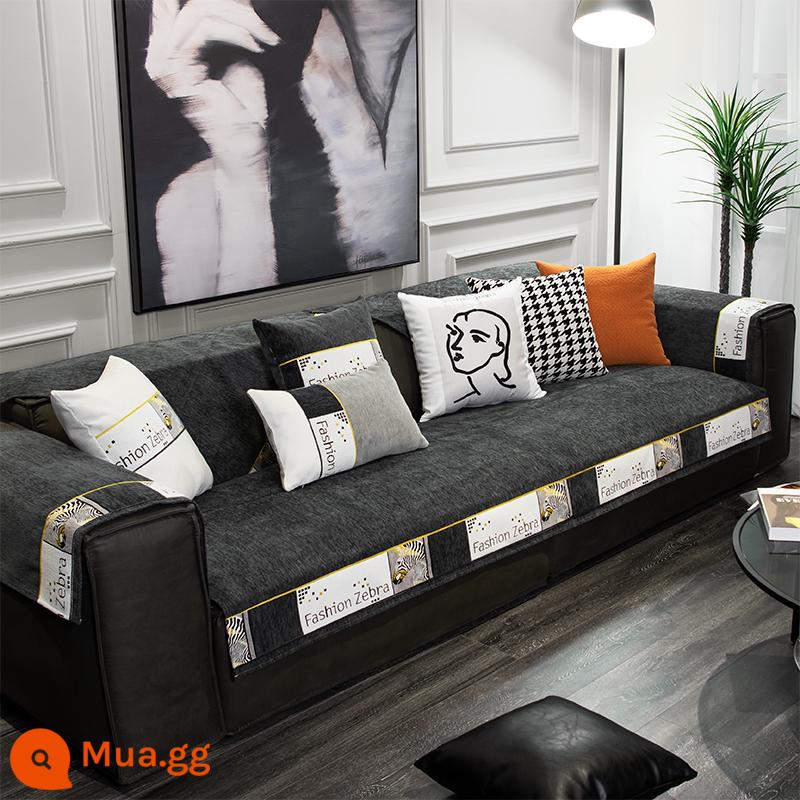 Sofa đệm ánh sáng phong cách sang trọng bốn mùa đa năng đệm chống trượt đơn giản hiện đại thời trang sofa da cao cấp tùy chỉnh - Grant-Phantom Xám