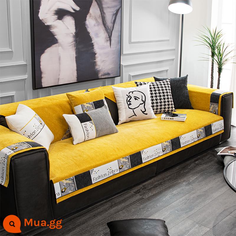 Sofa đệm ánh sáng phong cách sang trọng bốn mùa đa năng đệm chống trượt đơn giản hiện đại thời trang sofa da cao cấp tùy chỉnh - Grant-Đế chế màu vàng