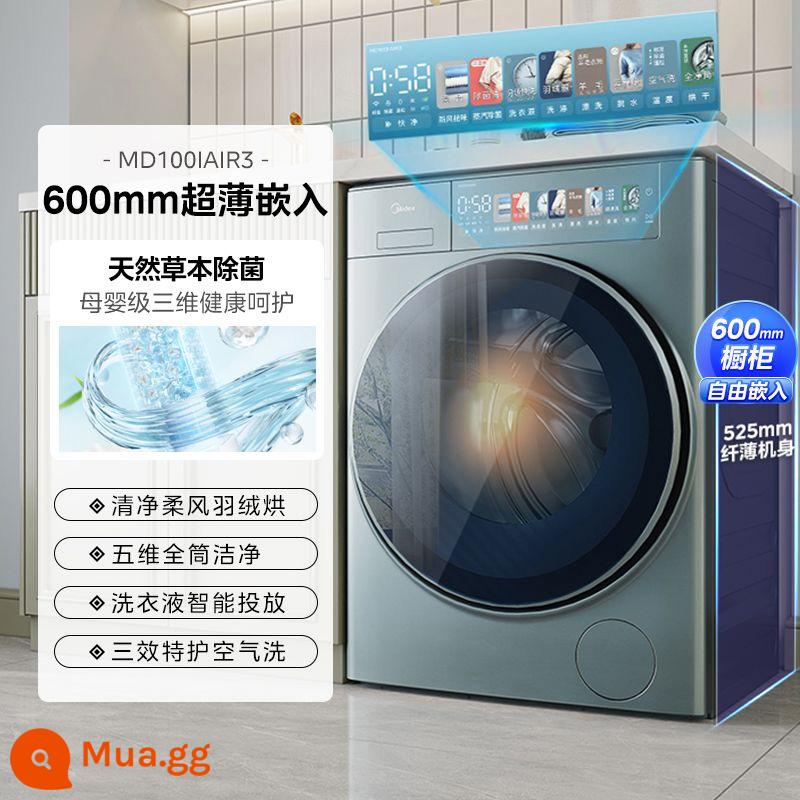 Midea 10kg Yuanqi Máy giặt trống siêu mỏng oxy nhẹ Hoàn toàn tự động tại nhà Loại bỏ vi khuẩn Màn hình màu Mite Giặt và sấy khô Tất cả - Tích hợp giặt và sấy bạc Xiehu