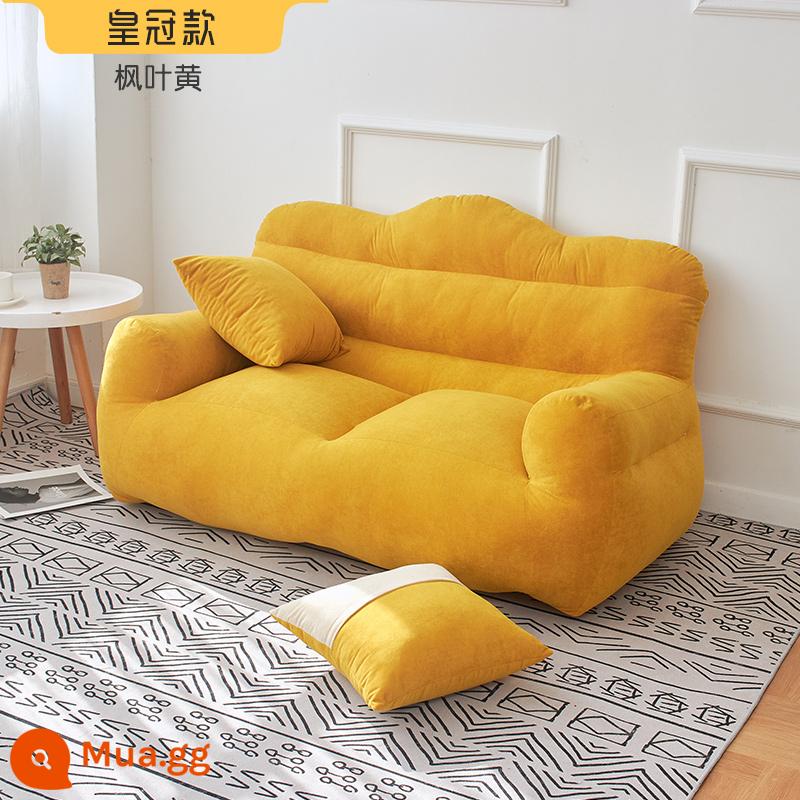 Ghế lười sofa đơn phòng ngủ nhỏ sofa ký túc xá ban công trẻ em ghế giải trí có thể nằm và ngủ sofa đôi trải chiếu tatami - Vương miện đôi màu vàng có gối