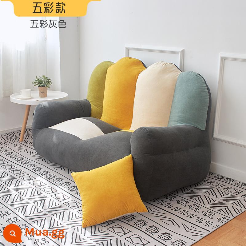 Ghế lười sofa đơn phòng ngủ nhỏ sofa ký túc xá ban công trẻ em ghế giải trí có thể nằm và ngủ sofa đôi trải chiếu tatami - Bốn ngón tay màu xám đôi với gối