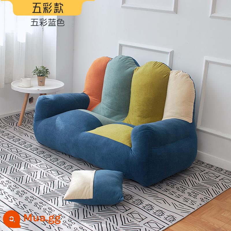 Ghế lười sofa đơn phòng ngủ nhỏ sofa ký túc xá ban công trẻ em ghế giải trí có thể nằm và ngủ sofa đôi trải chiếu tatami - Đôi bốn ngón màu xanh có gối