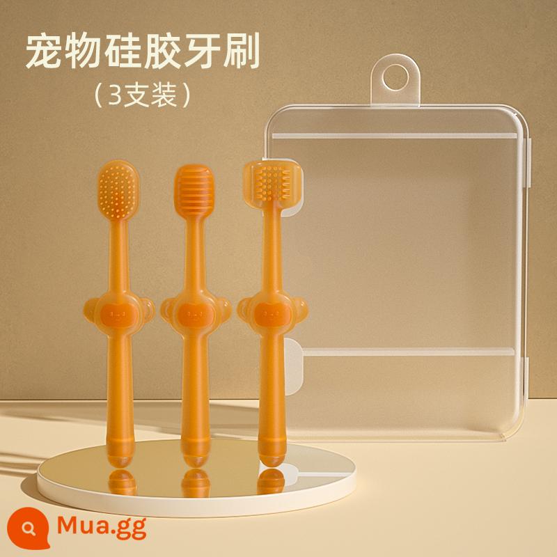 Mèo Cưng Silicone Bàn Chải Đánh Răng Nhỏ Cho Mèo Bàn Chải Răng Cho Chó Bộ Kem Đánh Răng Loại Bỏ Hôi Miệng Ăn Được Làm Sạch Răng Tiếp Liệu - Bàn chải đánh răng silicon cho thú cưng (gói 3 chiếc)