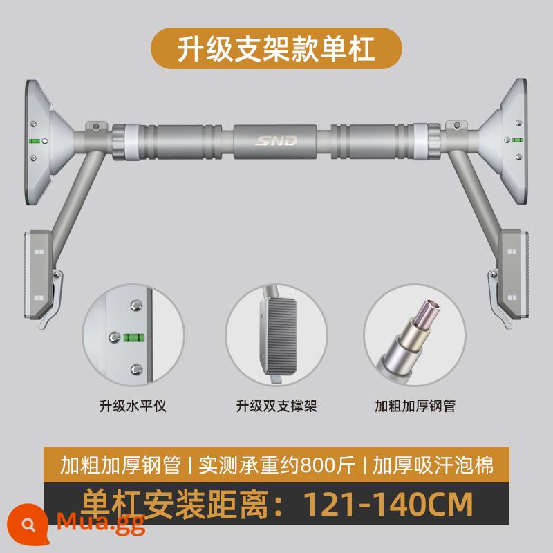 Hộ gia đình trẻ em trên thanh ngang cửa không đấm thiết bị kéo lên gia đình thiết bị tập thể dục trong nhà nâng cấp đôi thanh ngang - [Thanh ngang chống trượt mới] Kiểu giá đỡ 121-140cm - Xám