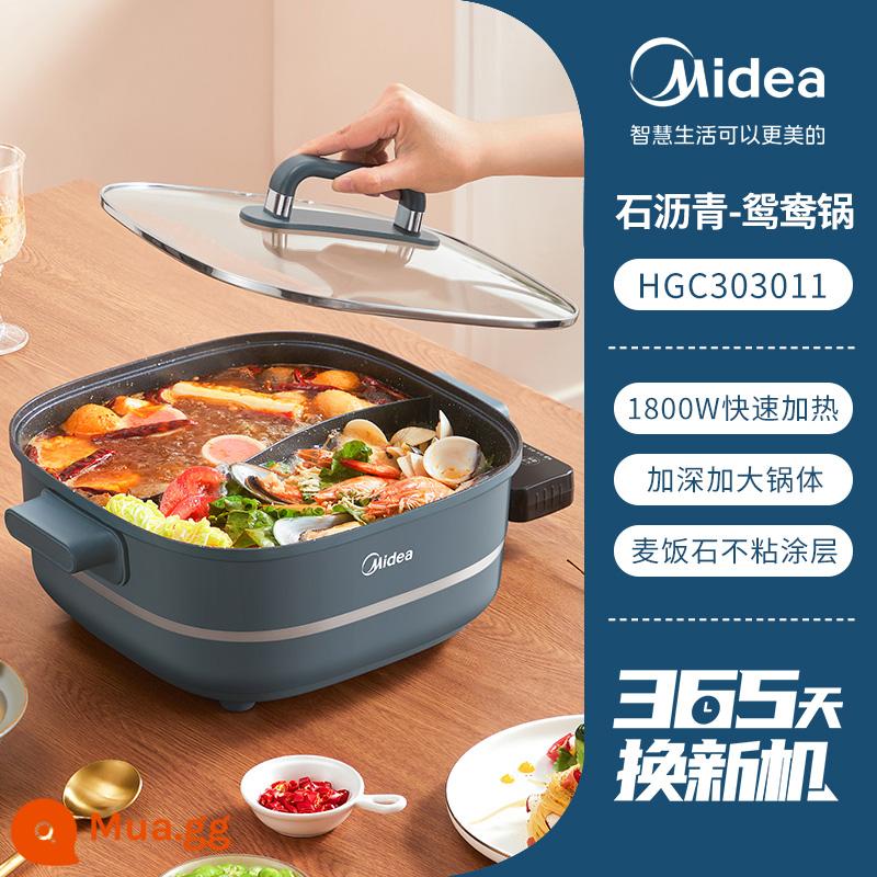 Nồi lẩu điện Midea gia đình tích hợp nồi lẩu vịt uyên ương công suất lớn nấu lẩu điện đa năng cắm đá y tế - Đá nhựa đường-nồi Yuanyang