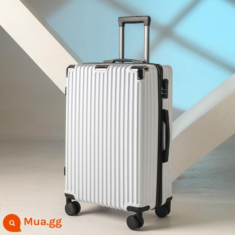 Xe đẩy hành lý vali nữ mật khẩu mới hộp bé trai vali vali dung tích lớn đa năng bánh xe câm 24 inch - Trắng [góc kim loại]