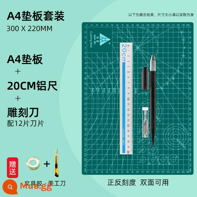 Bàn cắt huanmei a3 thủ công lớn phù hợp với a2 máy tính để bàn rập khuôn sinh viên với bức tranh nghệ thuật cắt giấy làm việc PVC tài khoản tay màu xanh lá cây mềm bảng mat a4 mô hình khắc kích thước hai mặt chống cắt tự làm - A4 bộ đồ nhỏ màu đen xanh đậm