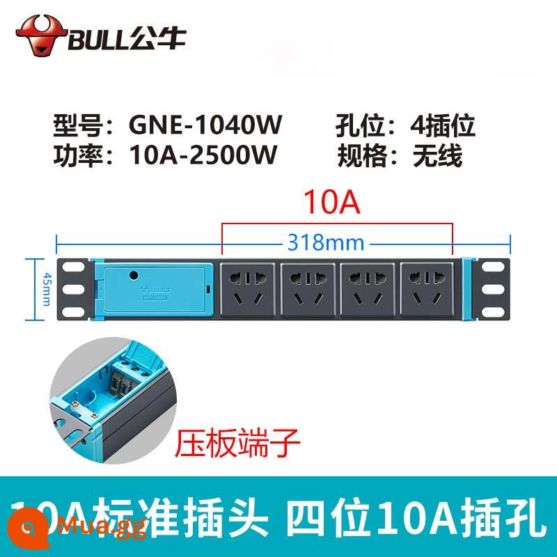 Bull ổ cắm không dây plug-in dây nối dài không dây hàng cắm đa chức năng xốp công suất cao dây nối dài bảng - Bốn phích cắm 1040W không có công tắc [cần nối dây] vỏ hợp kim nhôm