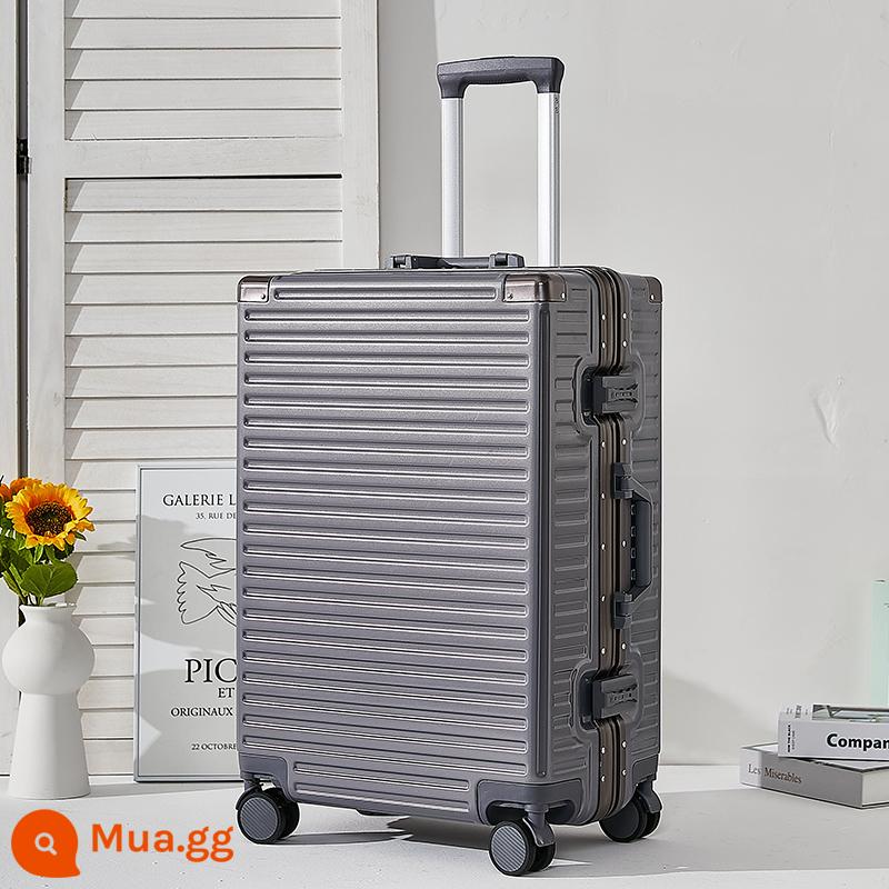 Vali khung nhôm nữ cảm giác mạnh mẽ và cao cấp Vali xe đẩy 24 inch hộp lên máy bay xu hướng bánh xe phổ thông bé trai - Bullet bạc/khung nhôm gương dày nâng cấp