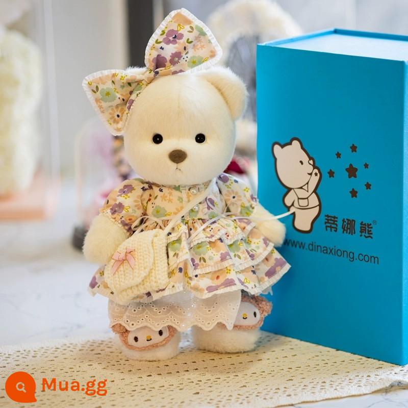 Gấu Tina Gấu Búp Bê Dễ Thương Quà Tặng Sinh Nhật Cho Bạn Gái Người Lớn 18 Tuổi Ngày Tết Lễ Tình Nhân - Phiên bản mới của Váy Hoa Gấu Trắng-Tím