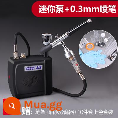 3G Haosheng airbrush máy bơm không khí bộ mô hình máy bơm không khí mini bơm lên để phun sơn công cụ người mới màu rùa bơm phun sơn - Bộ máy bơm mini màu đen + 0,3 airbrush