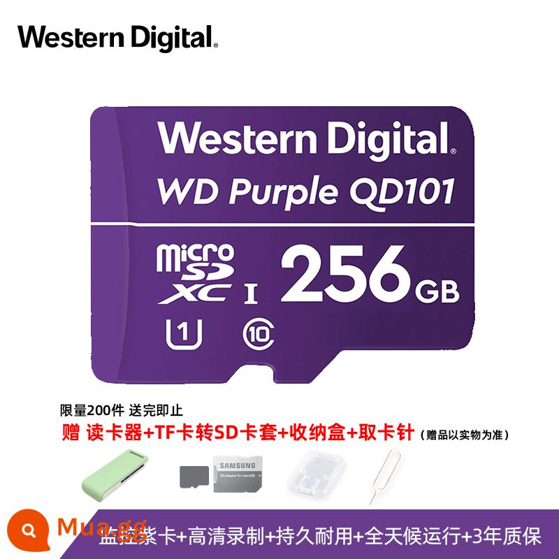 Thẻ nhớ WD Western data 256G lái xe đầu ghi thẻ nhớ camera giám sát gia đình thẻ C10 tốc độ cao - Màu tím